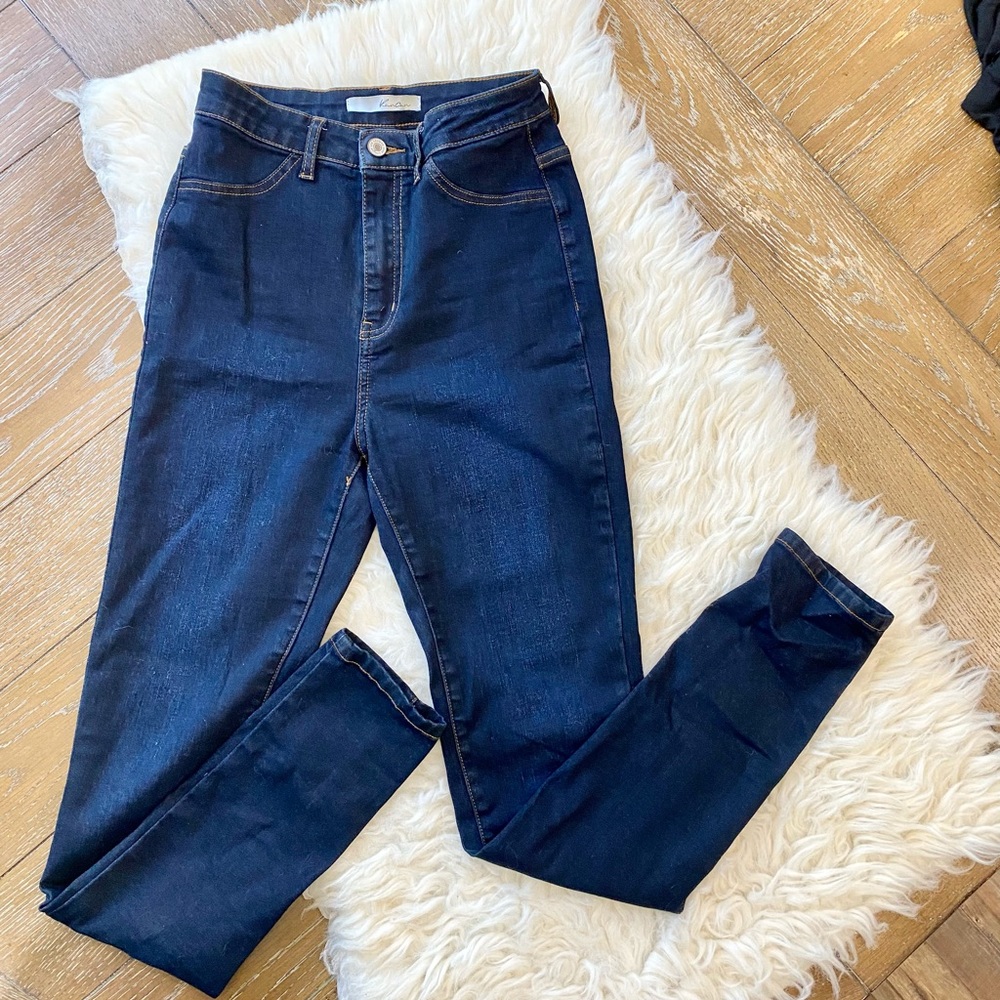 KanCan high rise jeans, dark wash, straight leg